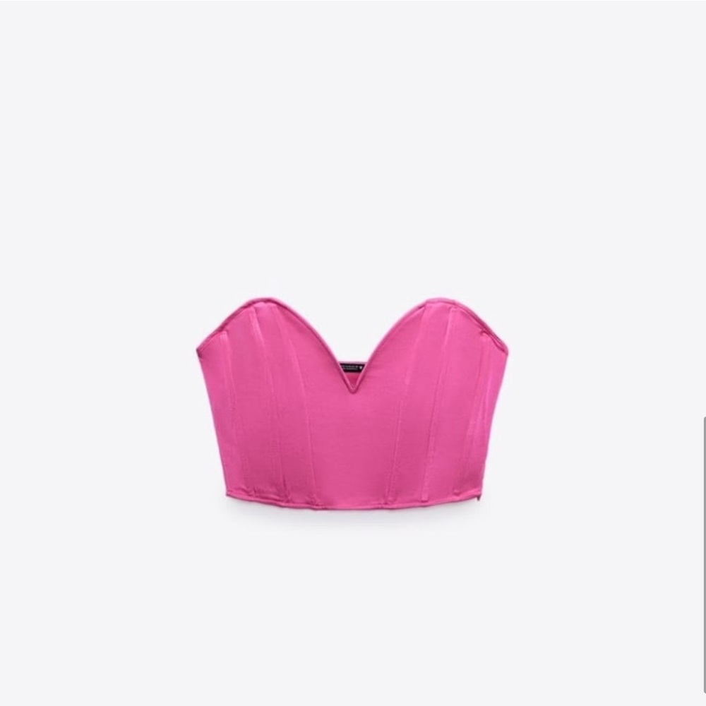 New ZARA Hot Pink Corset Bustier - Picture 3 of 5